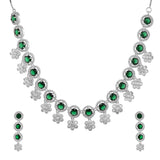 Sparkling Elegance Celestial Charm Emerald American Diamond Necklace Set