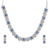 Sparkling Elegance Symphony Blue American Diamond Necklace Set