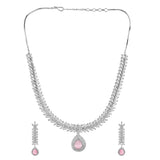 Sparkling Elegance Radiant Leaf Motif American Diamond Necklace Set