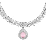 Sparkling Elegance Radiant Leaf Motif American Diamond Necklace Set