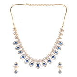 Sparkling Elegance Blue Allure American Diamond Necklace Set