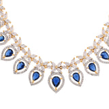 Sparkling Elegance Blue Allure American Diamond Necklace Set