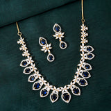 Sparkling Elegance Blue Allure American Diamond Necklace Set