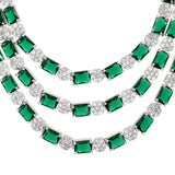 Sparkling Elegance Majestic Layers Green American Diamond Necklace Set