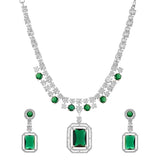 Sparkling Elegance Classic Charm Green American Diamond Necklace Set