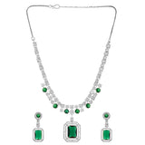 Sparkling Elegance Classic Charm Green American Diamond Necklace Set