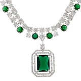 Sparkling Elegance Classic Charm Green American Diamond Necklace Set