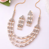 Sparkling Elegance Majestic Layers Gold American Diamond Necklace Set