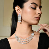 Sparkling Elegance Majestic Layers Gold American Diamond Necklace Set