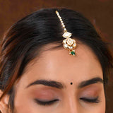 Kundan Elegance Royal Green Maang Tika