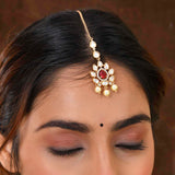 Kundan Elegance Chandni Ruby Maang Tika