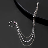 Sparkling Elegance Queen'S Treasure Pearl Nose Ring With Chain