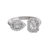 Sparkling Elegance Radiant Silver American Diamond Ring