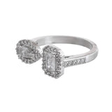 Sparkling Elegance Radiant Silver American Diamond Ring