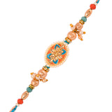 Men's Colourful Thread Traditional Design White Pearls Rakhi For Brother