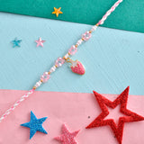 Pink Beads Kid's Heart Motif Rakhi For Kids