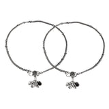 Antique Essentials Nazakat Oxidised Anklet Set