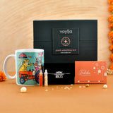 Bhai Inscription Sterling Silver Rakhi With Chumbak Mug | Voylla