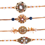 Gemstones And Beads Embellished Men's 4 Thread Rakhis