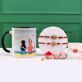Traditional And Divine Motifs Pack Of 2 Thread Rakhis With Special Siblings Mug