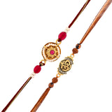 Traditional And Divine Motifs Pack Of 2 Thread Rakhis With Money Plant