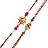 Traditional And Divine Motifs Pack Of 2 Thread Rakhis With Led Display Bottle