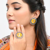 Warli Dholida Earrings And Ring Combo