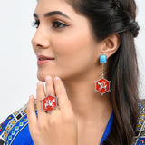 Warli Tenu Leke Main Javanga Earrings And Ring Combo