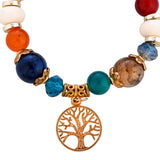 Tree Of Life Coloured Beads Slip-On Bracelet Rakhi For Sister