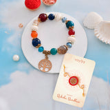 Tree Of Life Coloured Beads Slip-On Bracelet Rakhi For Sister
