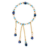 Blue Beads And White Pearls Tassels Rakhi For Sister