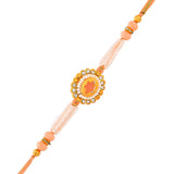 White Pearls And Red Gems Mens Rakhi For Brother