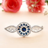 Sparkling Elegance Blue and White CZ Cutwork Bracelet