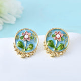 Blossom Floral Artistry Golden Stud Earrings