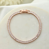 Sparkling Elegance Golden Crystal American Diamond Tennis Bracelet