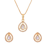 Sparkling Elegance Golden Bliss American Diamond Pendant Set