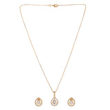 Sparkling Elegance Golden Bliss American Diamond Pendant Set