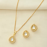 Sparkling Elegance Golden Bliss American Diamond Pendant Set