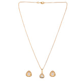 Sparkling Elegance Celestial Gold American Diamond Pendant Set