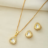 Sparkling Elegance Celestial Gold American Diamond Pendant Set