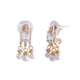 Sparkling Elegance Crystal Pearl Drop Stud Earrings