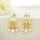 Sparkling Elegance Crystal Pearl Drop Stud Earrings