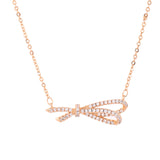 Sparkling Elegance Ribbon of Love Gold Necklace