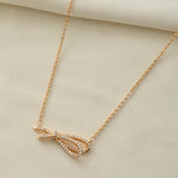 Sparkling Elegance Ribbon of Love Gold Necklace