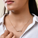 Sparkling Elegance Ribbon of Love Gold Necklace