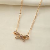 Sparkling Elegance Bow-tiful Charm Gold Necklace