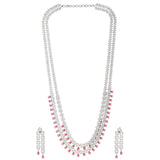 Sparkling Elegance Ruby Glimmer American Diamond Necklace Set