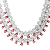 Sparkling Elegance Ruby Glimmer American Diamond Necklace Set