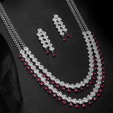 Sparkling Elegance Ruby Glimmer American Diamond Necklace Set