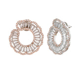 Sparkling Elegance Eternal Spiral Dual Tone American Diamond Earrings